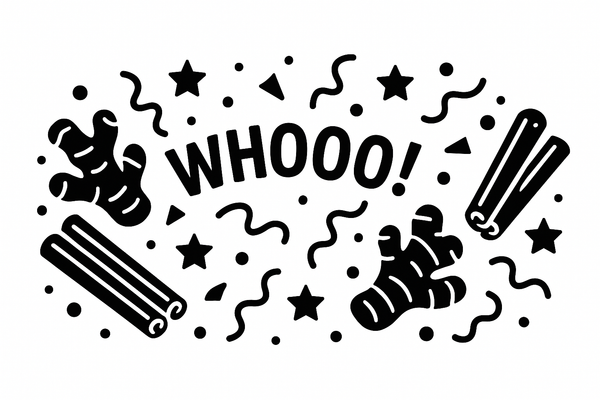 can you change some of the little stars and squiggles to root ringer and cinnamon sticks but also leave the celebration vibe, too.